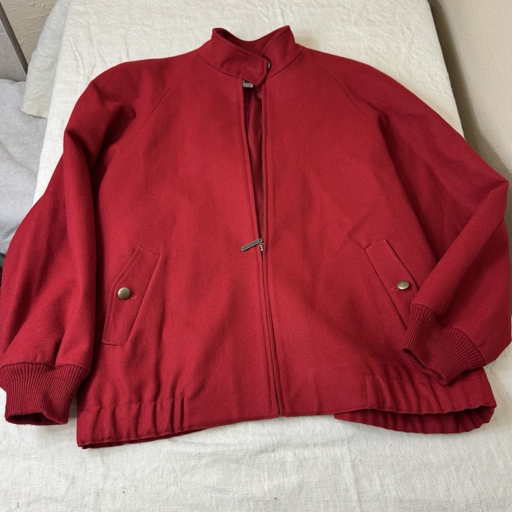 Vintage Pendleton 100% Virgin Wool Bomber Jacket Size XL Red Classic Zip Front
